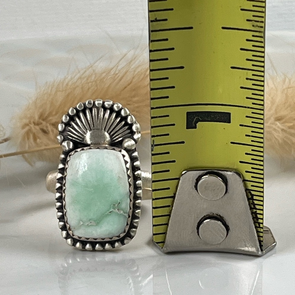 Solid 925 Brushed Matte Sterling Silver Paloma Turquoise Gemstone Ring Size 9 - Picture 8 of 9